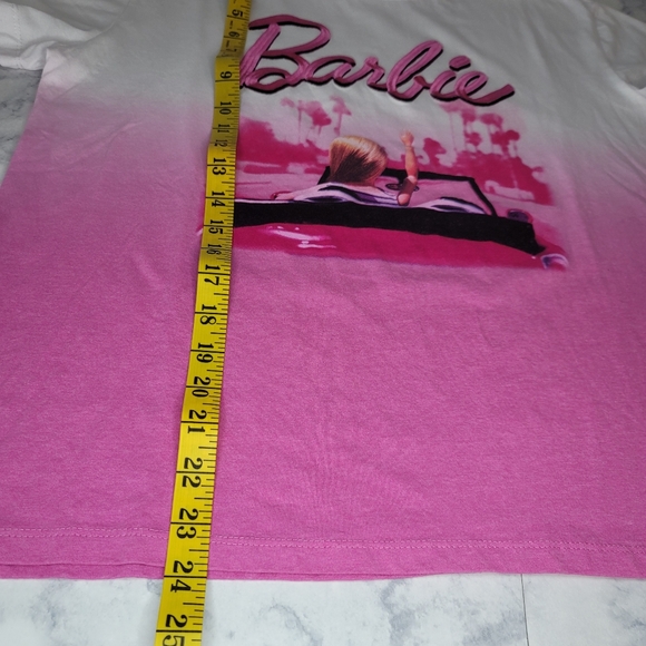 Barbie T-shirt Dip Dye Embroidered Pink White Medium NWT - Picture 9 of 10